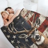 Flag Deer Print Throw Blanket