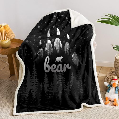 Bear Paw Print Plush Blanket