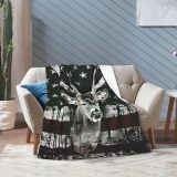 Camo Flag Deer Print Throw Blanket