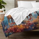 Leaves Deer Printed Throw Blanket