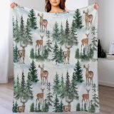 Forest Deer Print Throw Blanket