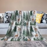 Forest Deer Print Throw Blanket
