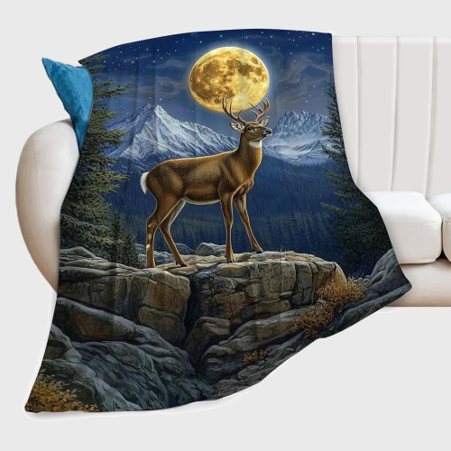 Moon Deer Plush Throw Blanket