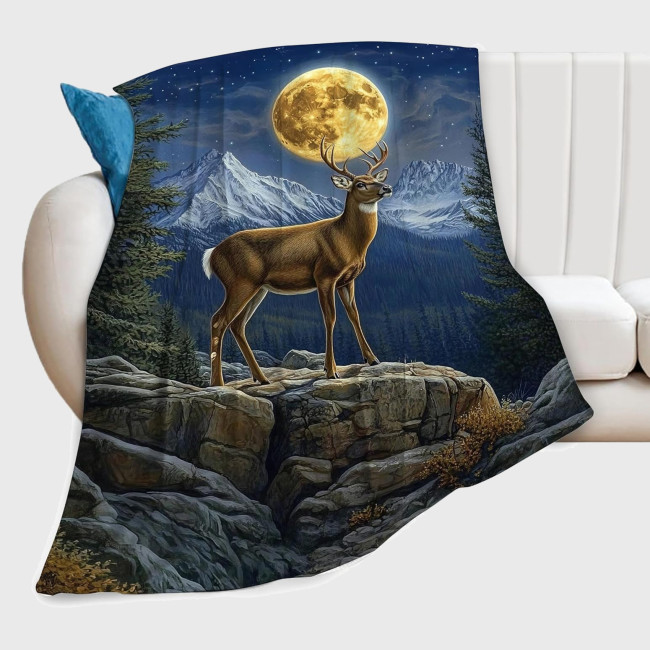 Moon Deer Plush Throw Blanket