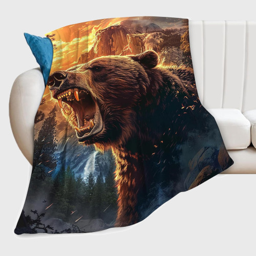 Cozy Fierce Bear Plush Blanket