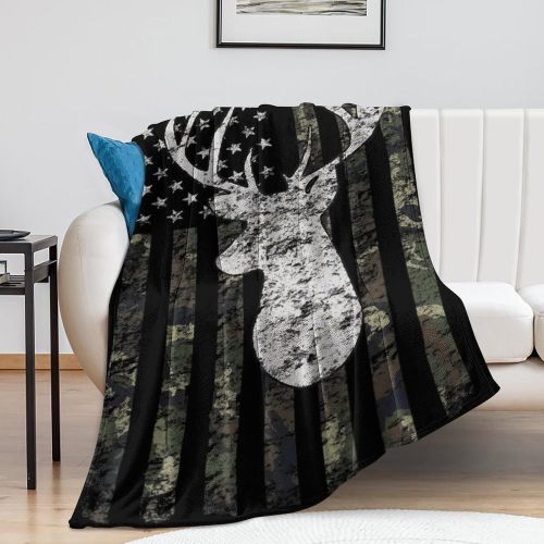 Camo Deer Print Throw Blanket