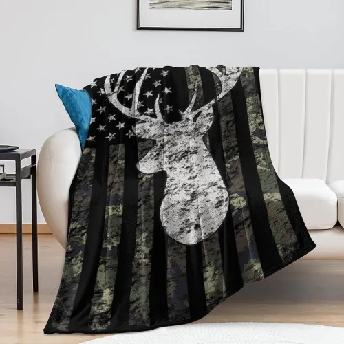 Camo Deer Print Throw Blanket