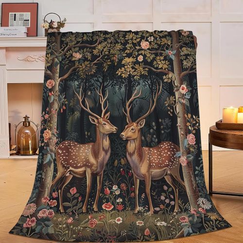 Forest Deer Plush Throw Blanket