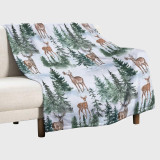 Forest Deer Print Throw Blanket