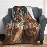 American Flag Deer Throw Blanket