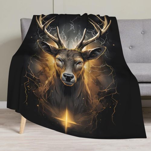 Lightning Deer Print Throw Blanket
