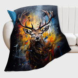 Deer Art Print Plush Blanket