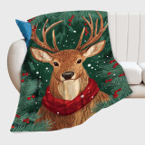 Cartoon Cherry Deer Plush Blanket
