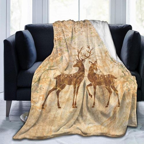 Retro Deer Flannel Throw Blanket