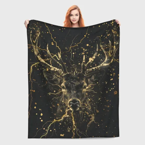 Deer Head Print Throw Blanket