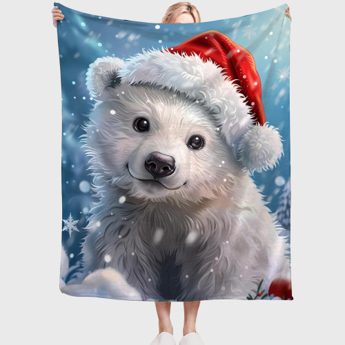 Christmas Polar Bear Plush Blanket