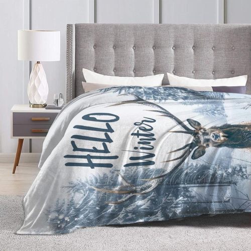 Hello Winter Deer Plush Blanket