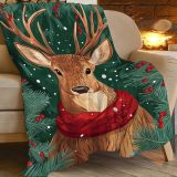 Cartoon Cherry Deer Plush Blanket