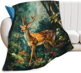 Forest Deer Plush Throw Blanket