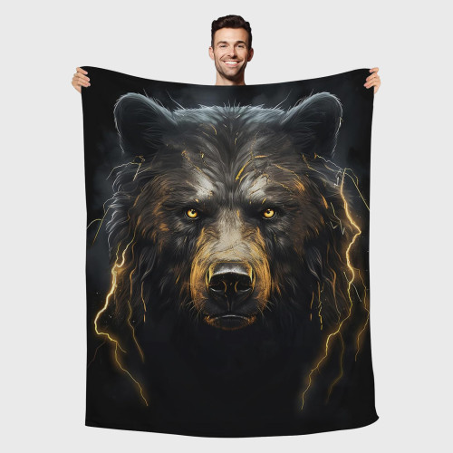 Lightning Bear Plush Sofa Blanket