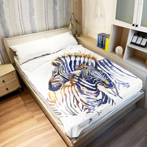 Watercolor Zebra Couples Print Blanket