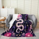 Cartoon Moon Snake Print Plush Blanket