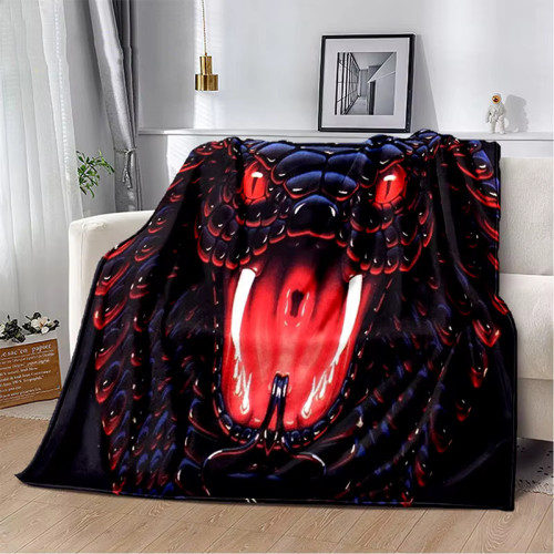 Big Mouth Snake Print Flannel Blanket