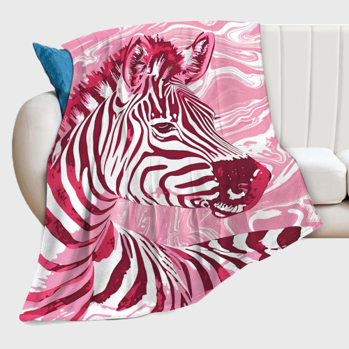Pink Abstract Zebra Print Flannel Blanket