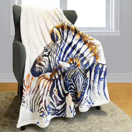 Watercolor Zebra Couples Print Blanket