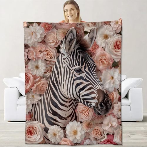 Floral Zebra Fleece Blanket