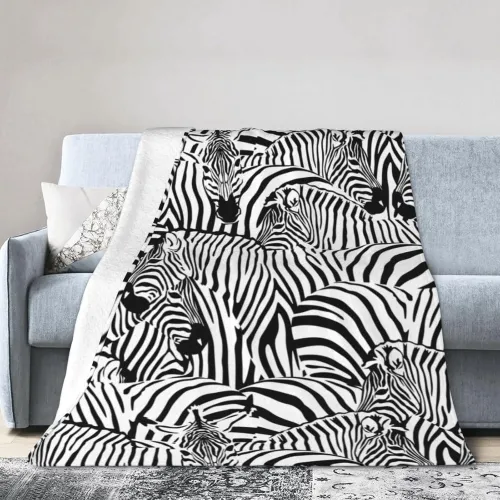 Animal Zebras Print Fleece Blanket