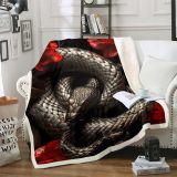 Rose Snake Print Plush Blanket