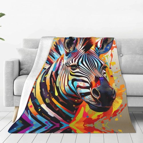 Colorful Zebra Print Fleece Blanket