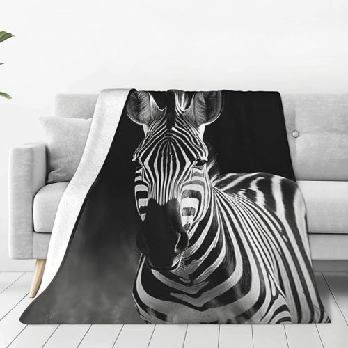 Black Zebra Print Couch Blanket