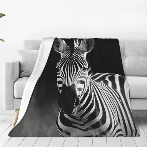Black Zebra Print Couch Blanket