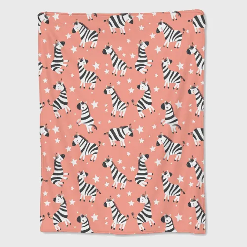 Cartoon Zebras Print Flannel Blanket