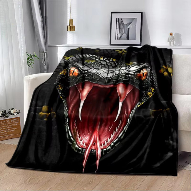 Scary Snake Print Flannel Blanket