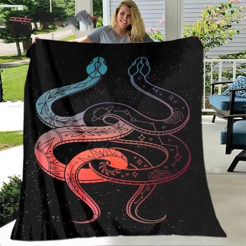 Galaxy Snake Couples Flannel Blanket