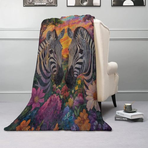 Blossoms Zebra Couples Fleece Blanket