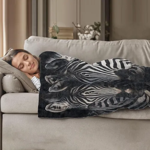 Zebra Couples Print Fleece Blanket