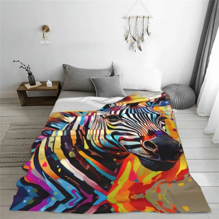 Colorful Zebra Print Fleece Blanket