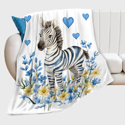 Cute Zebra Print Flannel Blanket