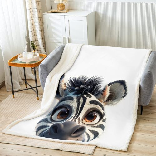 Funny Cartoon Zebra Fleece Blanket