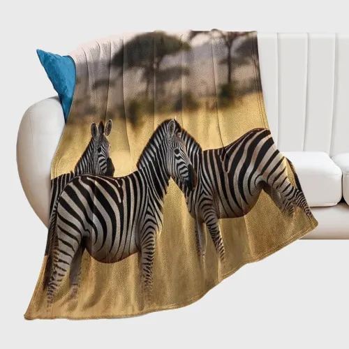 Zebra Packs Print Fleece Blanket