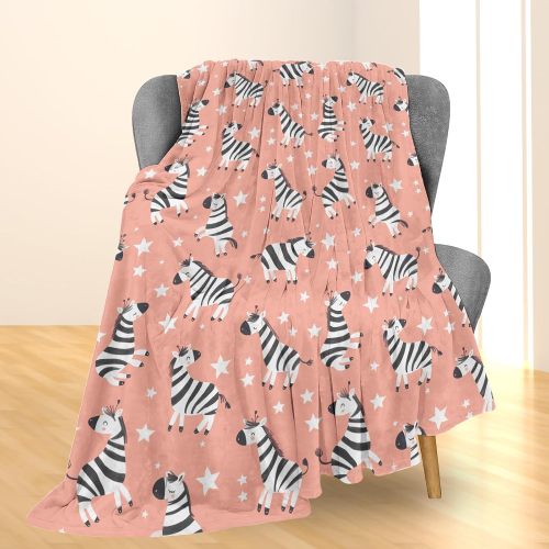 Cartoon Zebras Print Flannel Blanket