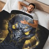 Black Gold Cobra Snake Plush Blanket