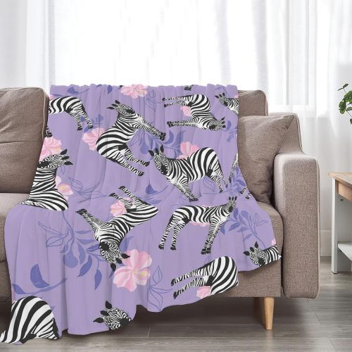Purple Floral Zebra Print Blanket