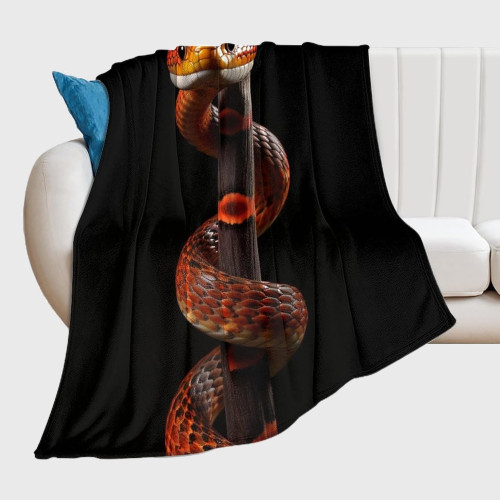 Cozy Orange Snake Flannel Blanket
