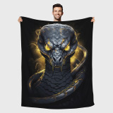 Black Gold Cobra Snake Plush Blanket
