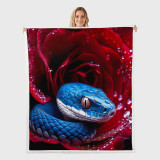 Snake Rose Print Flannel Blanket
